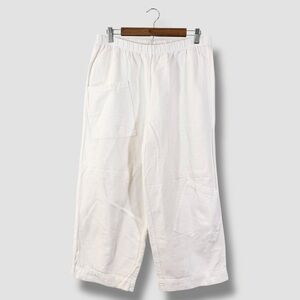 Hot Cotton Marc Ware White Lagenlook Cropped Pants Size M Wide Leg Cottage Boho